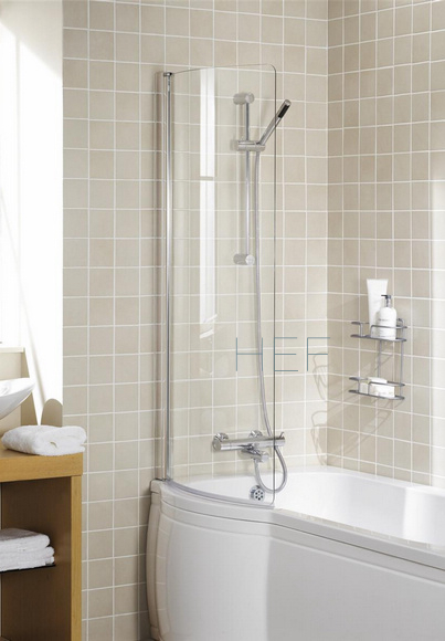 P shaped shower bath screen